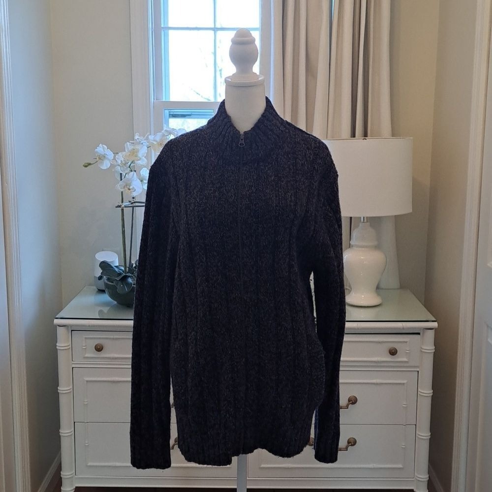 Woolrich Mens Vintage 100% Wool Heathered Grey Zip‎ Up Cardigan Size M
